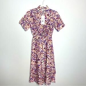 Thankoon short sleeve front tie printed floral dress NWT
